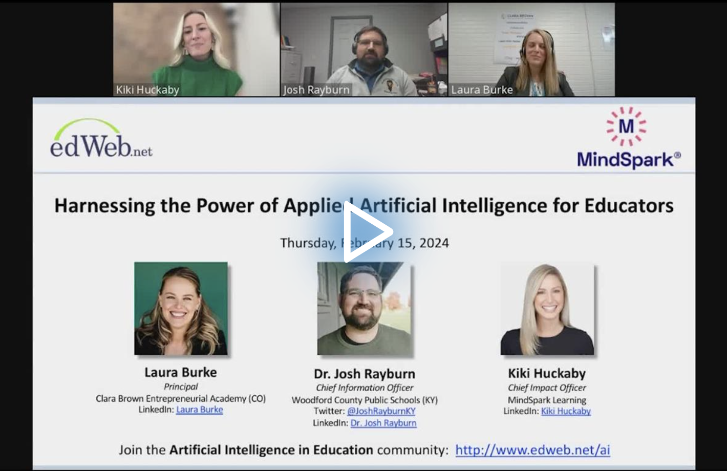 Harnessing the Power of Applied Artificial Intelligence for Educators edLeader Panel recording screenshot